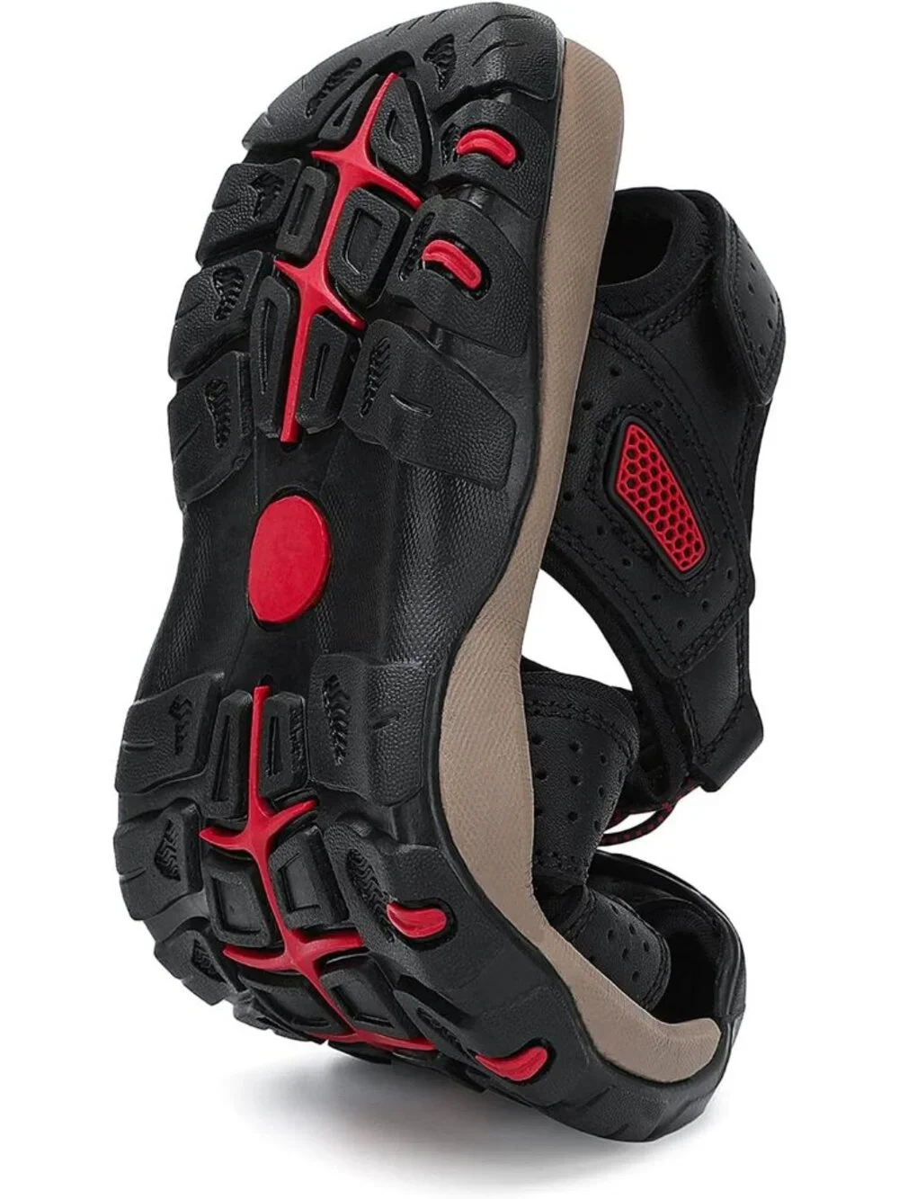 Men's Black Closed Toe Leather Athletic Outdoor Hiking Sport Casual Sandal Shoes